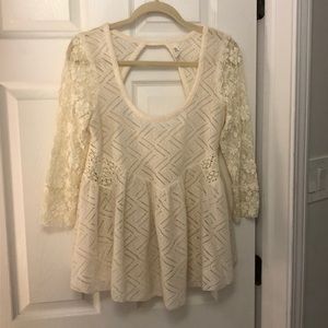 Free People Cream Lace top